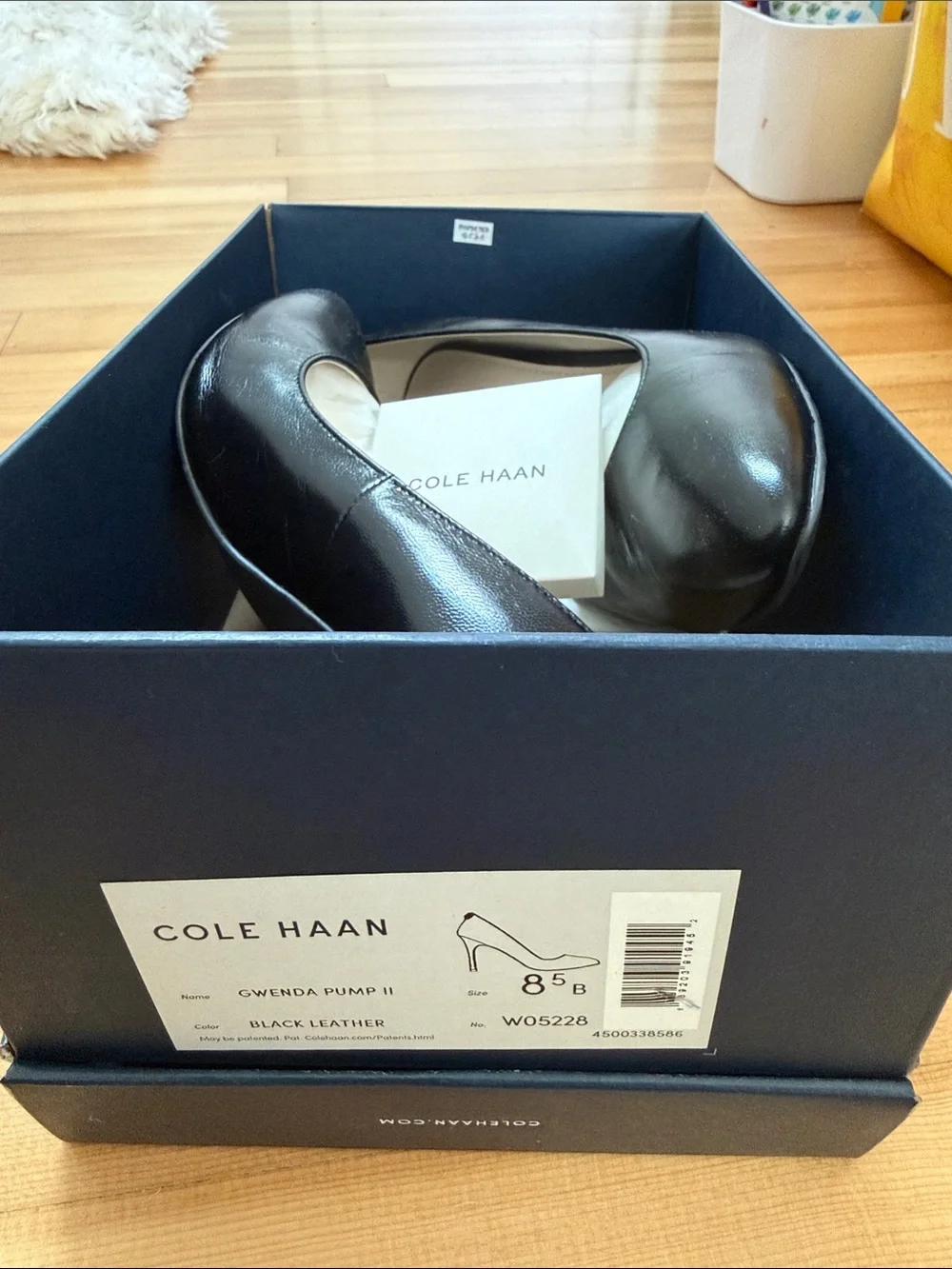 Cole Haan Black Leather Pointed-Toe Heels